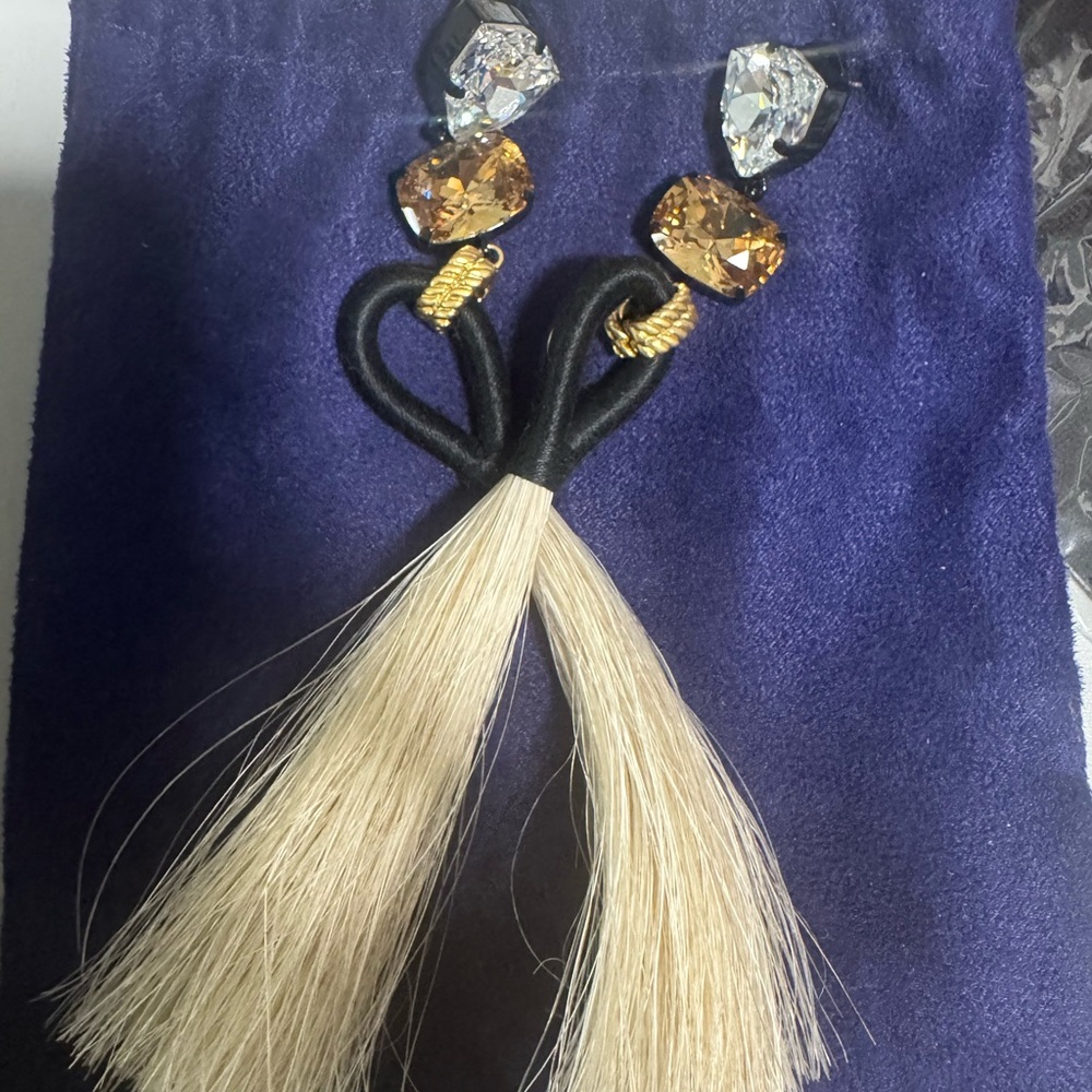Tory Burch Black and Gold Horse Hair Tassel